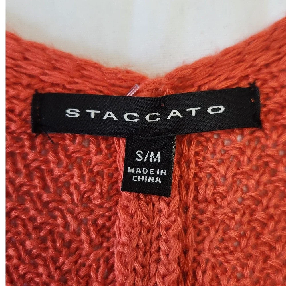 Staccato‎ Open Front Knit Lightweight Cardigan Orange Womens Small